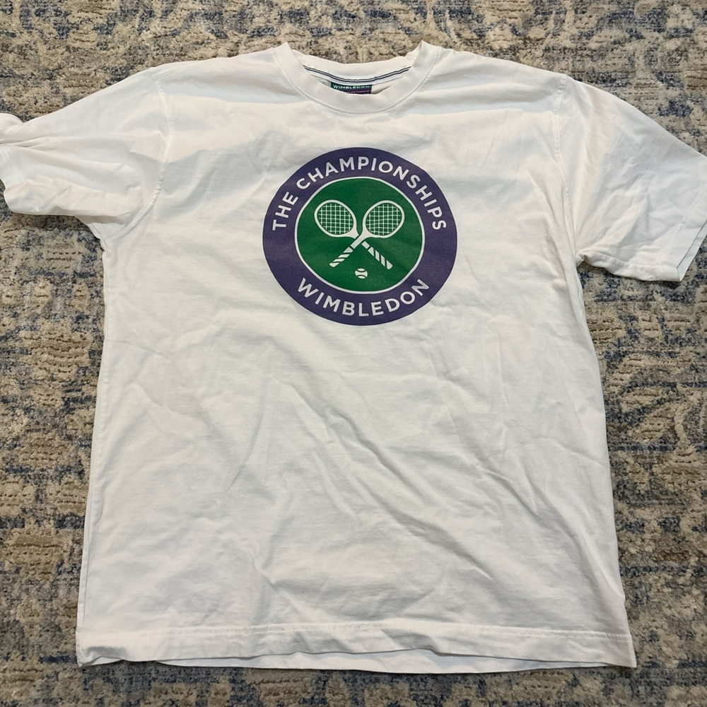 Vintage Wimbledon White and Green Short Sleeve Tee Y2K